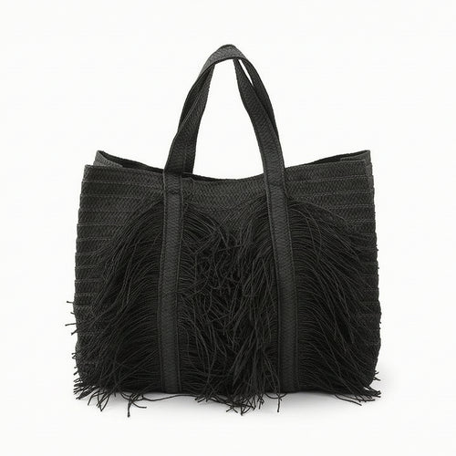 Tote Bag with Fringe Handwoven Fringe Tote Bag Boho for Beach, Women
