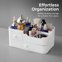 Storage Boxes for Shelves with Compartments, Desktop Organizer for Study Table, Single Drawer Office Stationery Medium White Rectangular