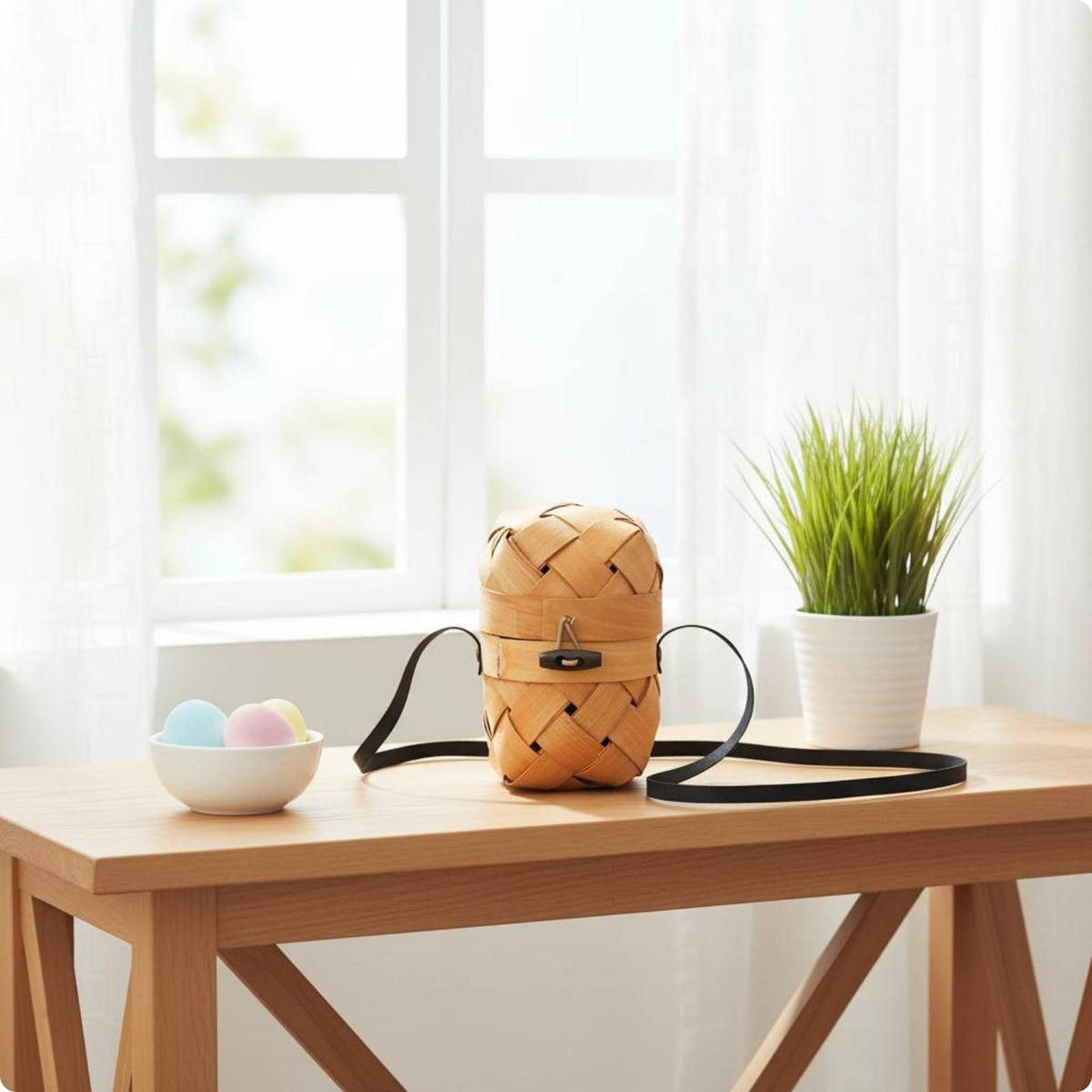 Tube Bag Woven Wooden Bag Strap Personal Accessory for Children