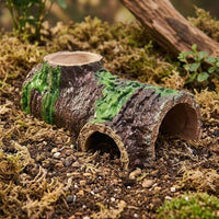 Resin Bark Texture Tortoise Water Bowl and Land Reptile Hide, Small Pet Hideout for Geckos and Reptiles, Brown Tree Bark Vivarium Decor Piece