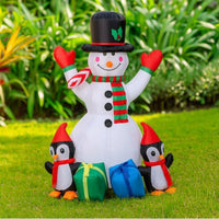 Outdoor Inflatable Snowman with Penguins Festive Christmas Inflatable Snowman Oversized Holiday Display Long-Lasting for Garden