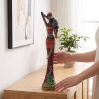 Afrocentric African Woman Figurine Tabletop African Woman Statue Intricate Female Statue with Hoop Earrings Traditional for Home Decorators, Entryway, Mantel