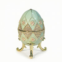 Enamel-Style Egg Jewelry Box Hinged Egg Trinket Box Enameled Compact for Collectors, Dresser