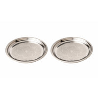 2 Pieces Stainless Steel Coasters Easy to Clean Coasters with Raised   Silver for Cafes, Hosts, Beverage Presentation