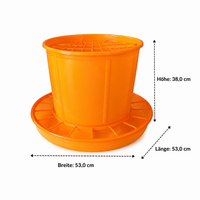 Chicken Feeder 20kg, Automatic Feeder for Poultry, Ducks and Geese, Robust Yellow Feeding Trough 53cm High
