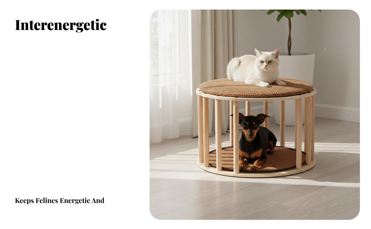 Multi-Functional Slatted Feline Condo Stool Multifunctional Design Pet Furniture Space-Saving Footstool Cozy Hideaway for Felines, Small Dogs, Apartment Dwellers, Entryway, Living Room, Bedroom, Balcony