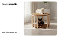 Multi-Functional Slatted Feline Condo Stool Multifunctional Design Pet Furniture Space-Saving Footstool Cozy Hideaway for Felines, Small Dogs, Apartment Dwellers, Entryway, Living Room, Bedroom, Balcony