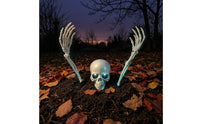 3 Pieces Bone-Colored Skull and Skeleton Arms Outdoor Skeleton Arm Stakes Spooky Halloween Lawn Stakes Scary