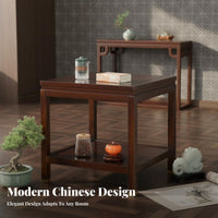 Dual-Level Square Table Minimalist Design 2-Tier Square Table Multi-Functional Sturdy and Long-Lasting for Interior Decorators