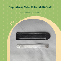 Metal Ruler, Multifunctional Measuring Tool, Drawing Compass, Metric & British Scales, Portable for School, Office, Engineers
