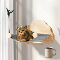 Cat Window Hammock and Wall Mounted Bed, Cushioned Shape Perch for Indoor Felines, Elevated Resting Space and Comfortable Hanging Cat Hammock
