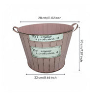 Double Handle Metal Flower Pot Vertical Stripe Design Garden Decor with Handles