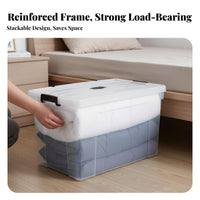 sturdy Lidded Transparent Bin sturdyDuty Clear Stackable Lidded Box Rounded Corners Household Storage Secure Latches for Home Organizers, Homeowners, Bedroom, Closet, Living Room, Kitchen