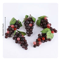 5 Pieces Realistic Artificial Grape Bunch with Vines and Leaves Lifelike Artificial Grape Cluster Reusable Ornament Vivid for Photography Props
