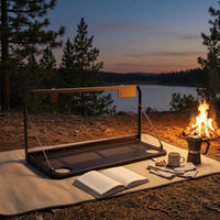 Fold-down Foldable Tailgate Table Heavy-Duty Tailgate Table with Cup Holders Space-Saving Folding Storage Rack Powder-Coated for Overlanders, Campers, Tailgating, Camping, Roadside Prep