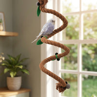 Rope Parrot Climbing Rope Perch, Bendable Rope Toy for Bird Enrichment, Secure Screw Fastener for Parakeet Cockatiel Medium Size Indoor