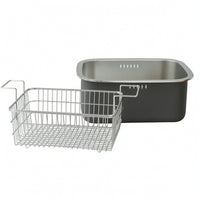 2 Pieces Kitchen Basin with Drain Basket Rectangular Stainless Steel Drain Basket Versatile for Camping