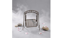 Mini Metal Swing Brown Finish Retro Swing Ornament Slatted for Balcony, Tabletop
