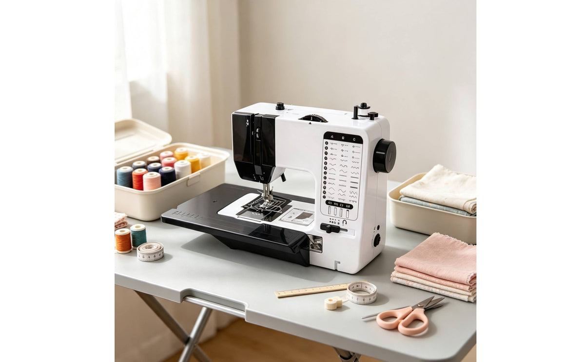 Electric Sewing Machine Easy to Use Tabletop Overlock Stitching Appliance Compact Appliance for Beginners, Hobbyists