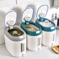 Push Button Flour Canister Large Capacity Rice Storage Container Clear View