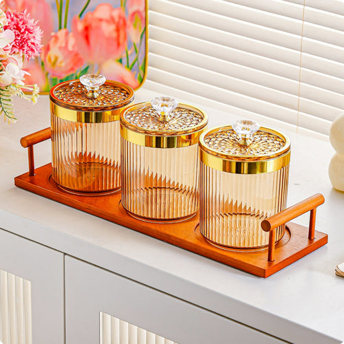 3 Pieces Tea Storage Jar Airtight Decorative Seal Jar for Tabletop, Kitchen