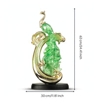 Bird Sculpture with Metallized Accents Translucent Bird Statue with Round Base Carved for Art Collectors, Entryway