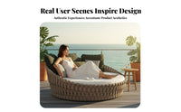 All-Weather Woven Single-Person Sofa Chair Water-Resistant Deep Seat Wicker Armchair Sturdy Construction Outdoor Furniture Thick pads for Homeowners, Business Owners, Balcony, Courtyard, Garden, Restaurant Terrace