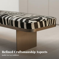 Light Luxury Sculptural Ribbon-Base Ottoman signature-design Upholstered Bench Italian Inspired Accent Furniture Modern Aesthetic for Homeowners, Apartment Dwellers, Families, Bedroom, Entryway, Hallway, Living Room