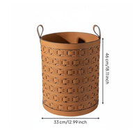 Leather Laundry Basket Minimalist Design Hollow-out Storage Bin for Living Room