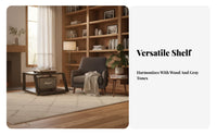 4 Pieces Stereo Component Shelf Audio Tower Amplifier Rack Steel and Wood Media Furniture Turntable Stand with Ventilated Design Suitable for Living Room Home Theater Home Entertainment Listening Station Household Furniture