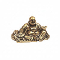 Laughing Buddha Figurine Brass-Toned Laughing Buddha Statue Feng Shui for Car