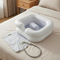 Inflatable Shampoo Basin Rectangular Bedside Shampoo Basin Air Valves Portable Hair Washing Sink