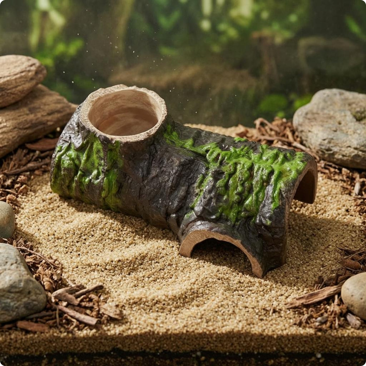 Hollow Log Hideout Realistic Lichen Cave Hide Safe Materials