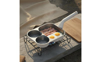 Titanium Ceramic 3-Section Breakfast Pan Non-Stick Coating 3 Section Frying Pan Easy to Clean for Busy Professionals, Students, Dorm Rooms