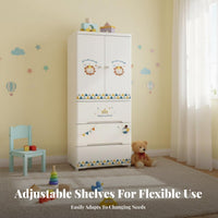 Wheeled kids' wardrobe Rounded Corners Storage Cabinet Cute creature Design Lockable Top Drawer for Children, Infants
