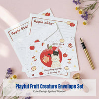 Fruit Teddy Postcard Set, Cute Envelope, Letter Paper, Creative Handwritten Greeting Card, Encouragement, Confession