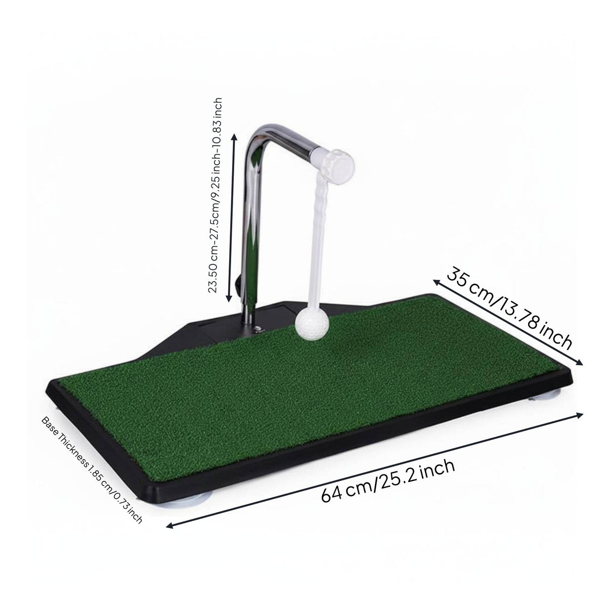 Realistic Turf Feel Golf Swing Coach Non-Slip Backing Golf Hitting Practice Mat Strong Suction Base for Beginners, Home, Backyard, Office
