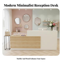 Modern Reception Desk Sturdy Reception Counter Retail Checkout Table Scratch-resistant Engineered Wood Suitable for Offices Retail Stores Medical Centers Salons