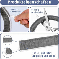 12m Self-Adhesive Brush Seal Strip, 9mm (W) x 5mm (T) Door Gap Seal Strip