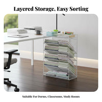 Space-Saving Under Desk Storage Rack Large Capacity Multi-Layer Book Organizer Installation-No-Installation Mobile Bookshelf Easy Assembly for Students, Office Workers, Dormitory, Classroom, Dorm Room, Study