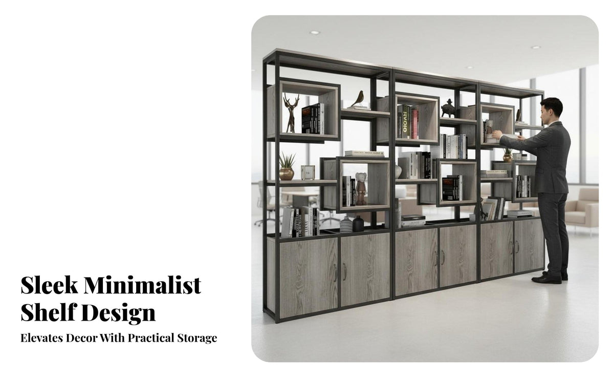 Room Divider with Shelves Multifunctional Freestanding Partition Shelf Modern Architectural Metal Frame Display Rack for Businesses, Business Owners