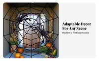 Giant Cobweb Set Kit Furry Arachnids Artificial Cobweb Set Indoor & Outsidedoor Use Easy to Install for Residents, Porch