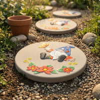 4 Pieces Round Stepping Stones Polypropylene Resin Round Stepping Stone Plastic