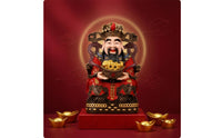 Prosperity Deity Statue Tabletop Deity of Prosperity Statue Ornate Figure with Golden Ingot for Business Owners, Collectors
