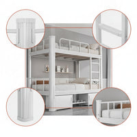 Bunk Bed with Shoe Shelf Space-Saving Metal Bunk Bed Heavy Duty Furniture for Students, Roommates, Dormitory, Apartment Housing