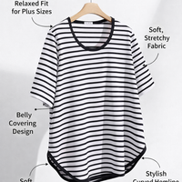 Shirt for Plus Size Women with Short Sleeve and Round Neck Design, Comfortable T-Shirt for Casual Wear