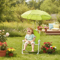 Outdoor Chair with Sun Shade Foldable Chair with Umbrella Portable Furniture Folding for Children, Toddlers, Beach, Patio, Garden