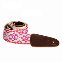 Guitar Strap with Leather Ends Jacquard Woven Guitar Strap Stylish for Live Performance