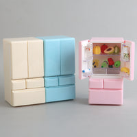 Miniature Double-Door Refrigerator with Light - 1:12 Scale Dollhouse Kitchen Model