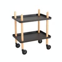 2-Tier Rolling Organizer Multifunctional Wheeled Side Table 360° Swivel Wheels